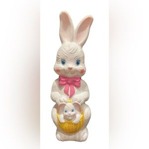 Empire 22" Standing Easter Bunny Rabbit with Baby in Basket Blow Mold Decoration